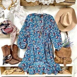 Torrid Georgette Wrap Tunic floral Blouse w prairie Country shabby chic vibe